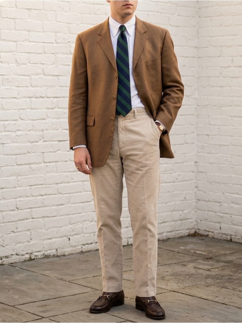 Men’s Brown Blazer Sport Coat | Mazzoni | Wool Blend | Size 44R | Fully Lined